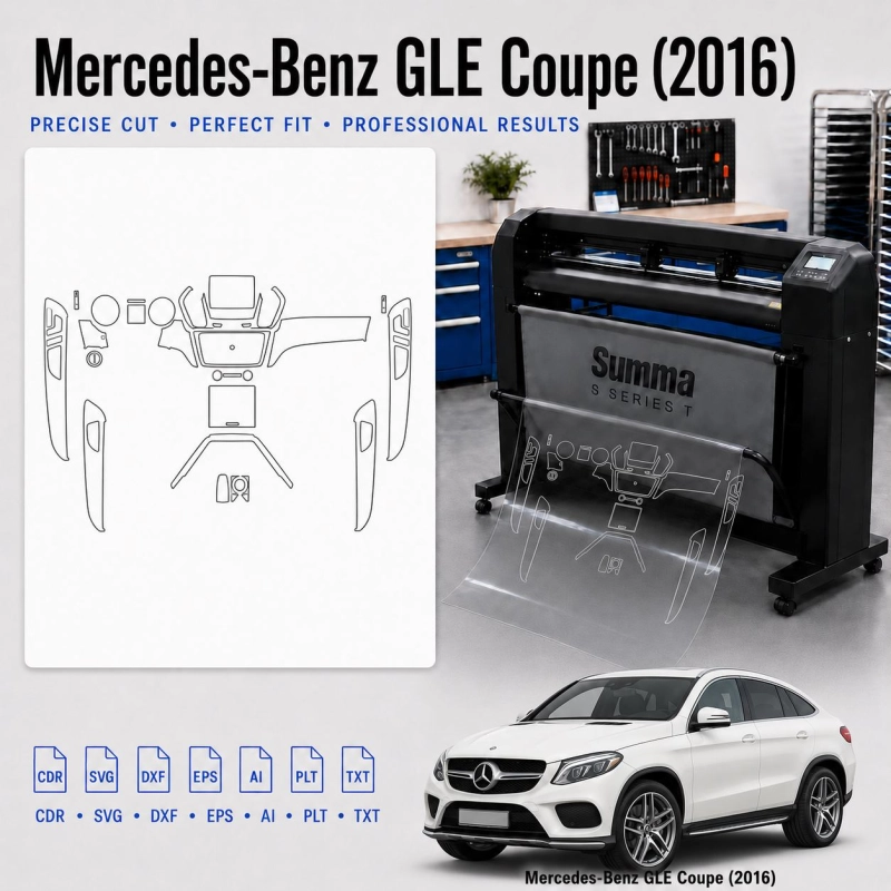 Mercedes Benz GLE Coupe 2016 Innenraum PPF- & Folien-Schneidevorlage