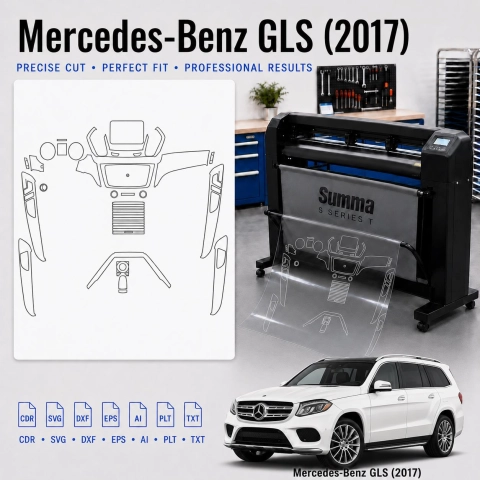 Mercedes Benz Gls 2017 Innenraum PPF- & Folien-Schneidevorlage