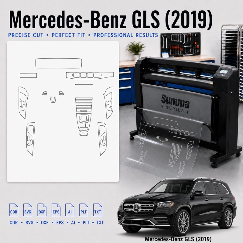 Mercedes Benz Gls 2019 Innenraum PPF- & Folien-Schneidevorlage