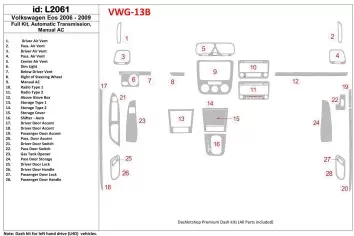 Volkswagen EOS 2006-2009 Voll Satz, Automatic Gearbox, Aircondition BD innenausstattung armaturendekor cockpit dekor