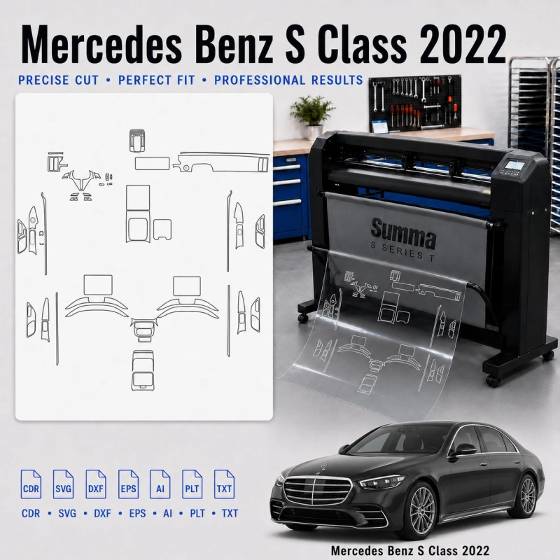 Mercedes Benz S Class 2022 Innenraum PPF- & Folien-Schneidevorlage