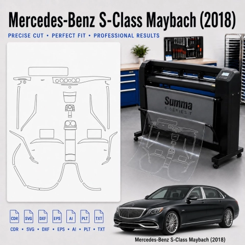 Mercedes Benz S Class Maybach 2018 Innenraum PPF- & Folien-Schneidevorlage