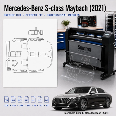 Mercedes Benz S Class Maybach 2021 Innenraum PPF- & Folien-Schneidevorlage