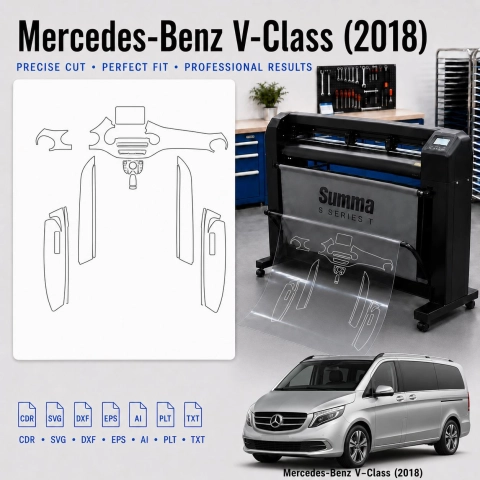 Mercedes Benz V Class 2018 Innenraum PPF- & Folien-Schneidevorlage