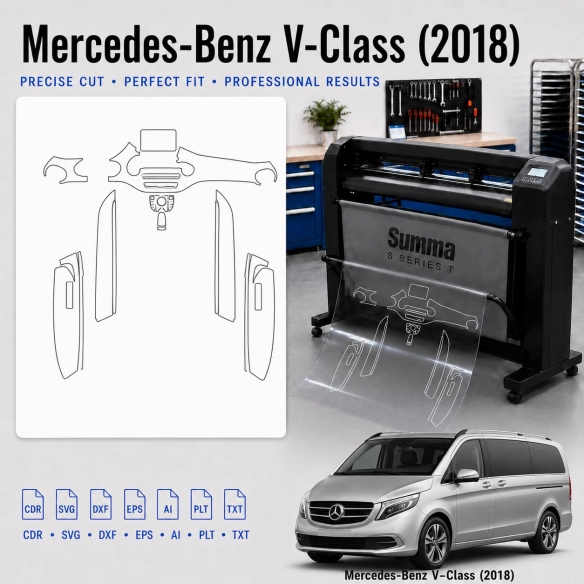 Mercedes Benz V Class 2018 Innenraum PPF- & Folien-Schneidevorlage
