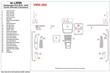 Volkswagen EOS 2013-UP Voll Satz, Automatic Gearbox BD innenausstattung armaturendekor cockpit dekor