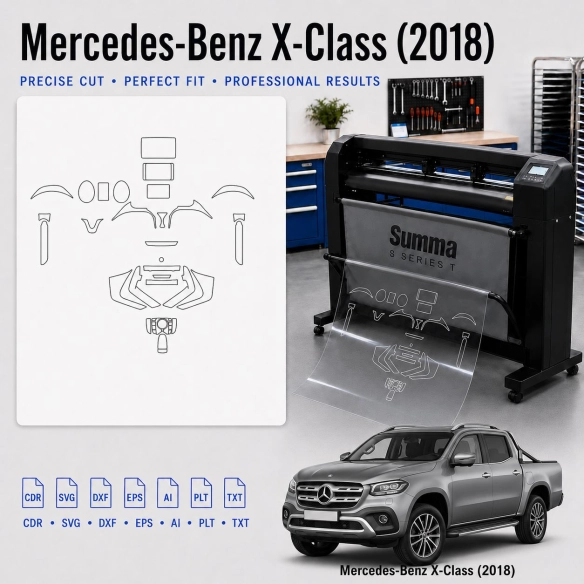 Mercedes Benz X Class 2018 Innenraum PPF- & Folien-Schneidevorlage