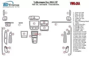 Volkswagen EOS 2013-UP Voll Satz, Automatic Gearbox BD innenausstattung armaturendekor cockpit dekor - 2- Cockpit Dekor Innenrau
