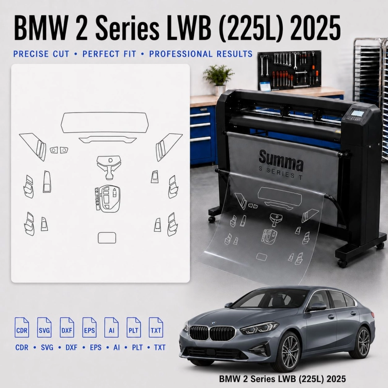 BMW 2 Series Lwb 225L 2025 Innenraum PPF- & Folien-Schneidevorlage
