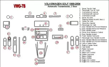 Volkswagen Golf 1999-2004 2 Doors, Automatic Gear BD innenausstattung armaturendekor cockpit dekor - 2- Cockpit Dekor Innenraum