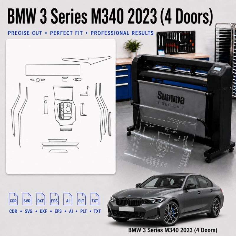 BMW 3 Series M340 2023 4 Doors Innenraum PPF- & Folien-Schneidevorlage