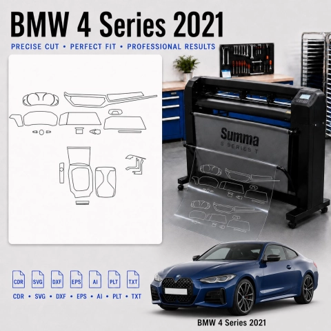 BMW 4 Series 2021 Innenraum PPF- & Folien-Schneidevorlage