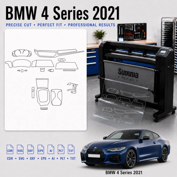 BMW 4 Series 2021 Innenraum PPF- & Folien-Schneidevorlage