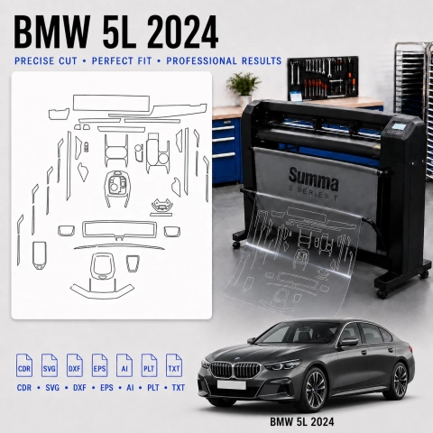 BMW 5L 2024 Innenraum PPF- & Folien-Schneidevorlage