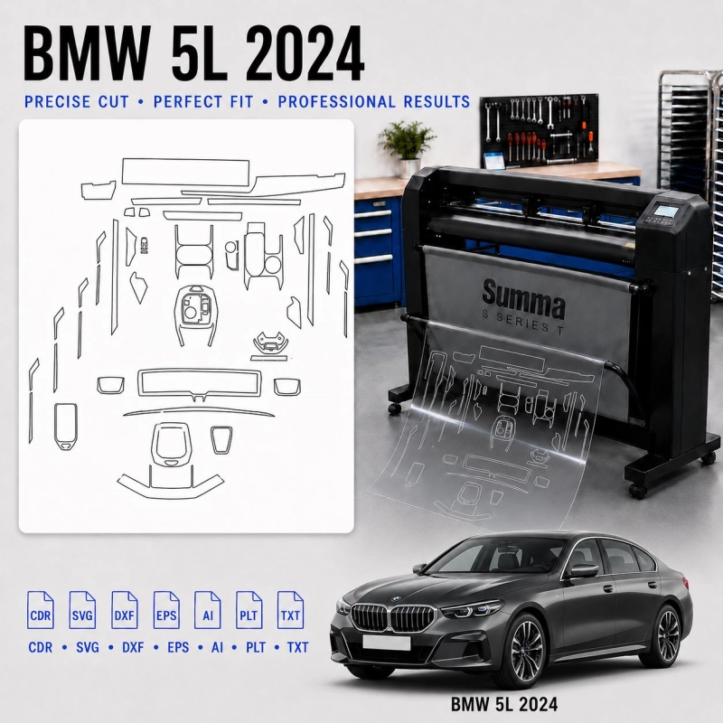 BMW 5L 2024 Innenraum PPF- & Folien-Schneidevorlage