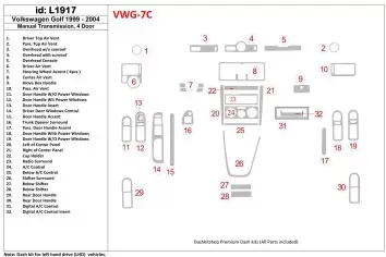Volkswagen Golf 1999-2004 4 Doors, Manual Gear Box BD innenausstattung armaturendekor cockpit dekor