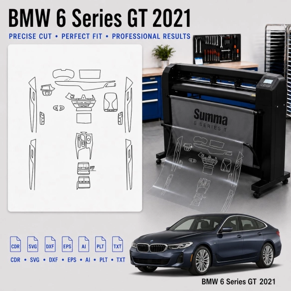 BMW 6 Series GT 2021 Innenraum PPF- & Folien-Schneidevorlage