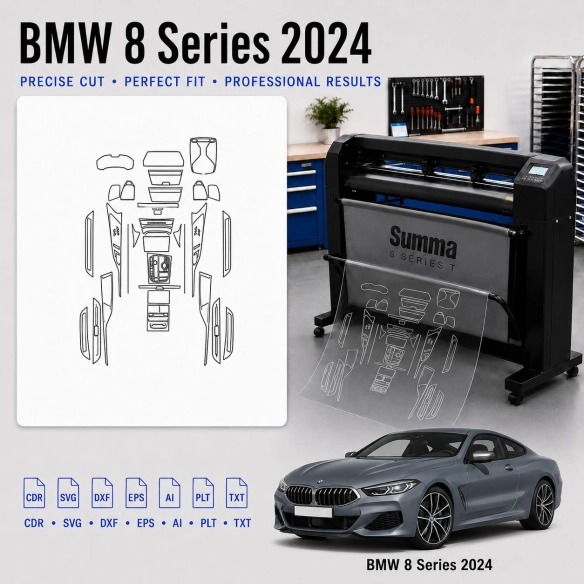 BMW 8 Series 2024 Innenraum PPF- & Folien-Schneidevorlage