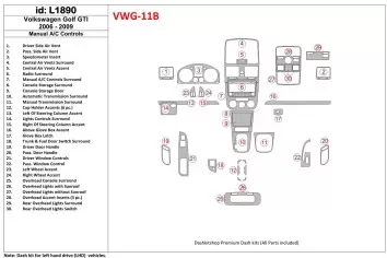 Volkswagen Golf V GTI 2006-UP Manual Gearbox A/C Control BD innenausstattung armaturendekor cockpit dekor - 1- Cockpit Dekor Inn