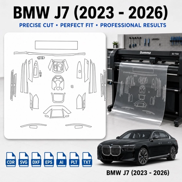 BMW J7 2023 2026 Innenraum PPF- & Folien-Schneidevorlage
