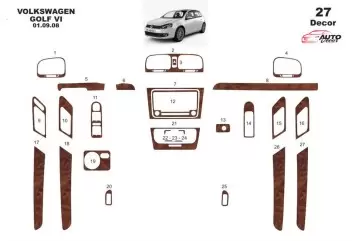 Volkswagen Golf VI 09.2008 Mittelkonsole Armaturendekor Cockpit Dekor 27 -Teile