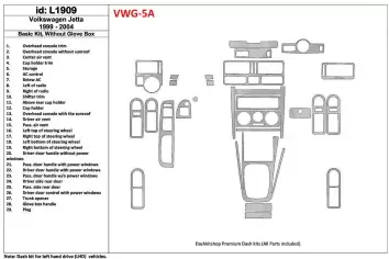 Volkswagen Jetta 1999-2004 Voll Satz, Without glowe-box, 28 Parts set BD innenausstattung armaturendekor cockpit dekor - 1- Cock