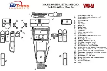 Volkswagen Jetta 1999-2004 Voll Satz, Without glowe-box, 28 Parts set BD innenausstattung armaturendekor cockpit dekor - 2- Cock