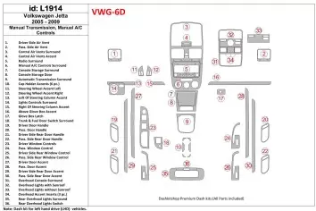 Volkswagen Jetta 2005-2009 Manual Trans, Aircondition BD innenausstattung armaturendekor cockpit dekor