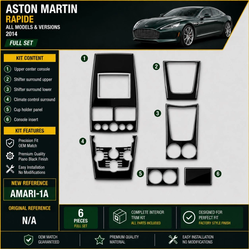 Aston Martin Rapide 2014 3D Cockpit Dekor Interieurleisten Set 6-teilig