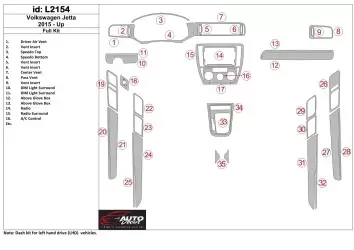Volkswagen Jetta 2015-UP Voll Satz BD innenausstattung armaturendekor cockpit dekor
