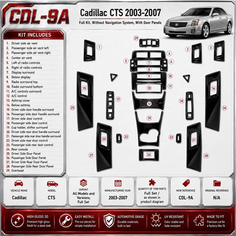 Cadillac CTS 2003-2007 Komplettset 3D Armaturenbrett-Dekor-Set 2