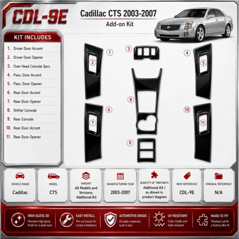 Cadillac CTS 2003-2007 additional kit 3D Armaturenbrett-Dekor-Set 2