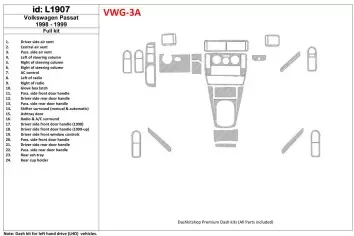 Volkswagen Passat 1998-1999 Voll Satz, 24 Parts set BD innenausstattung armaturendekor cockpit dekor
