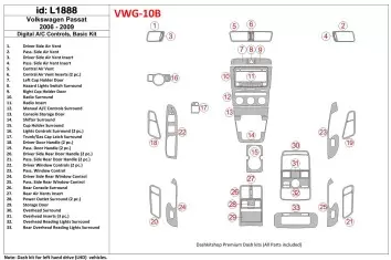 Volkswagen Passat 2006-2009 Manual Gearbox AC Controls, Grundset BD innenausstattung armaturendekor cockpit dekor - 1- Cockpit D