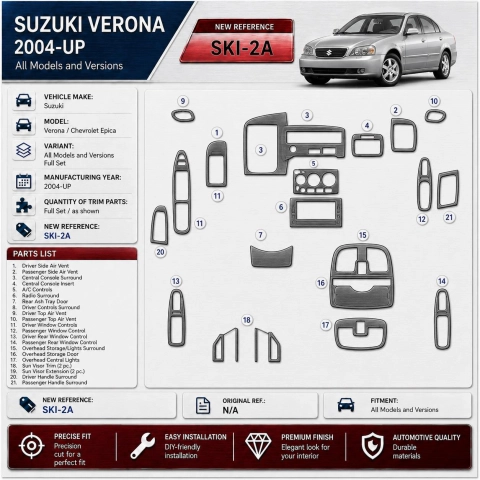 Suzuki Verona/Chevrolet Epica 2004-heute 3D Cockpit Dekor Interieurleisten Set Full Set / as shown in product diagram-teilig