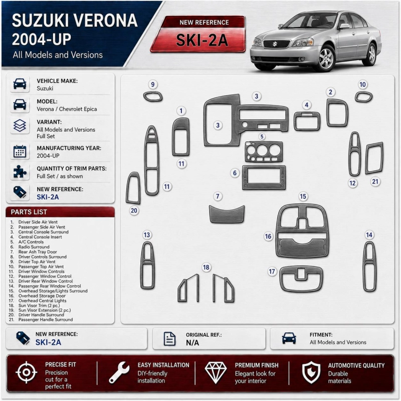 Suzuki Verona/Chevrolet Epica 2004-heute 3D Cockpit Dekor Interieurleisten Set Full Set / as shown in product diagram-teilig