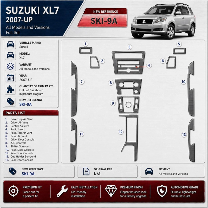 Suzuki XL7 2007-heute 3D Cockpit Dekor Interieurleisten Set Full Set / as shown in product diagram-teilig