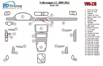 Volkswagen Passat CC 2009-2011 Grundset BD innenausstattung armaturendekor cockpit dekor - 2- Cockpit Dekor Innenraum