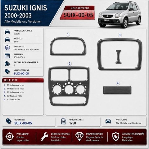 Suzuki Ignis 2000-2003 3D Cockpit Dekor Interieurleisten Set 5-teilig