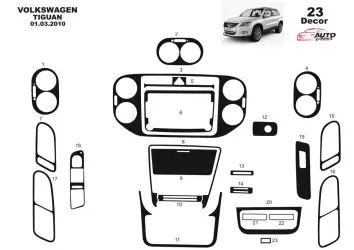 Volkswagen Tiguan 09.2011 Mittelkonsole Armaturendekor Cockpit Dekor 23-Parts