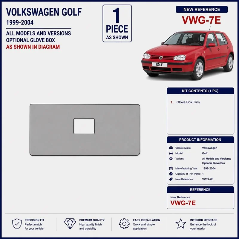 Volkswagen Golf 1999-2004 optionales Handschuhfach 3D Armaturenbrett-Dekor-Set
