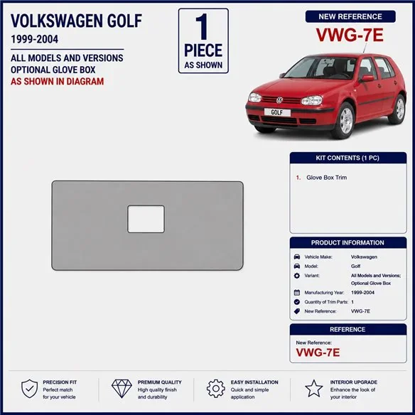 Volkswagen Golf 1999-2004 optionales Handschuhfach 3D Armaturenbrett-Dekor-Set