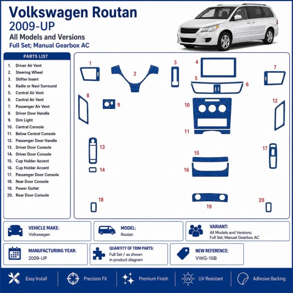 Volkswagen Routan 2009-heute 3D Cockpit Dekor Interieurleisten Set Full Set / as shown in product diagram-teilig