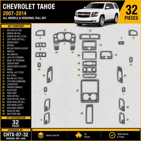 Chevrolet Tahoe 2007-2014 3D Cockpit Dekor Interieurleisten Set 32-teilig