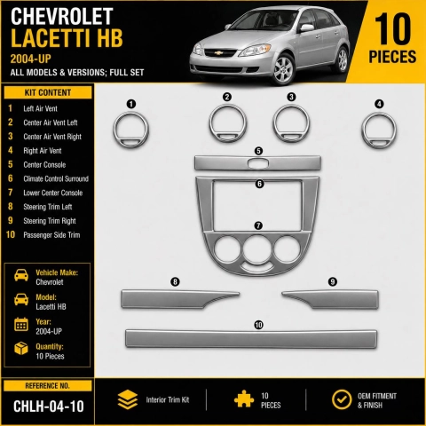 Chevrolet Lacetti HB 2004-heute 3D Cockpit Dekor Interieurleisten Set 10-teilig