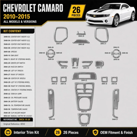 Chevrolet Camaro 2010-2015 3D Cockpit Dekor Interieurleisten Set 26-teilig