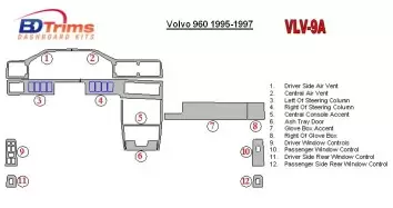 Volvo 960 1995-1997 Voll Satz BD innenausstattung armaturendekor cockpit dekor - 2- Cockpit Dekor Innenraum