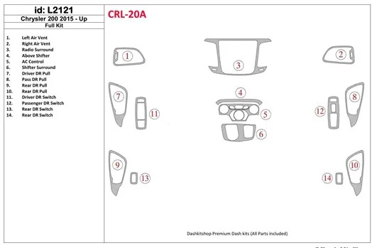 Chrysler 200 2015-UP Voll Satz BD innenausstattung armaturendekor cockpit dekor