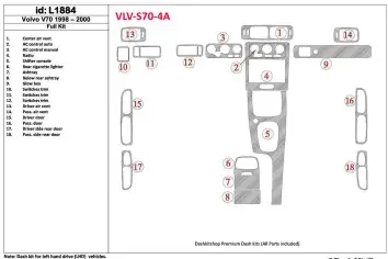 Volvo S70 1998-2000 Voll Satz, 18 Parts set BD innenausstattung armaturendekor cockpit dekor