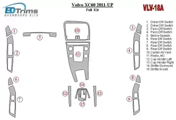 Volvo XC60 2011-UP Voll Satz BD innenausstattung armaturendekor cockpit dekor - 1- Cockpit Dekor Innenraum